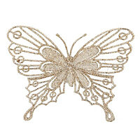 Champagne Glitter effect Butterfly Decoration