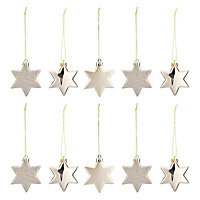 Champagne Pearlescent effect Star Decoration, Pack of 10