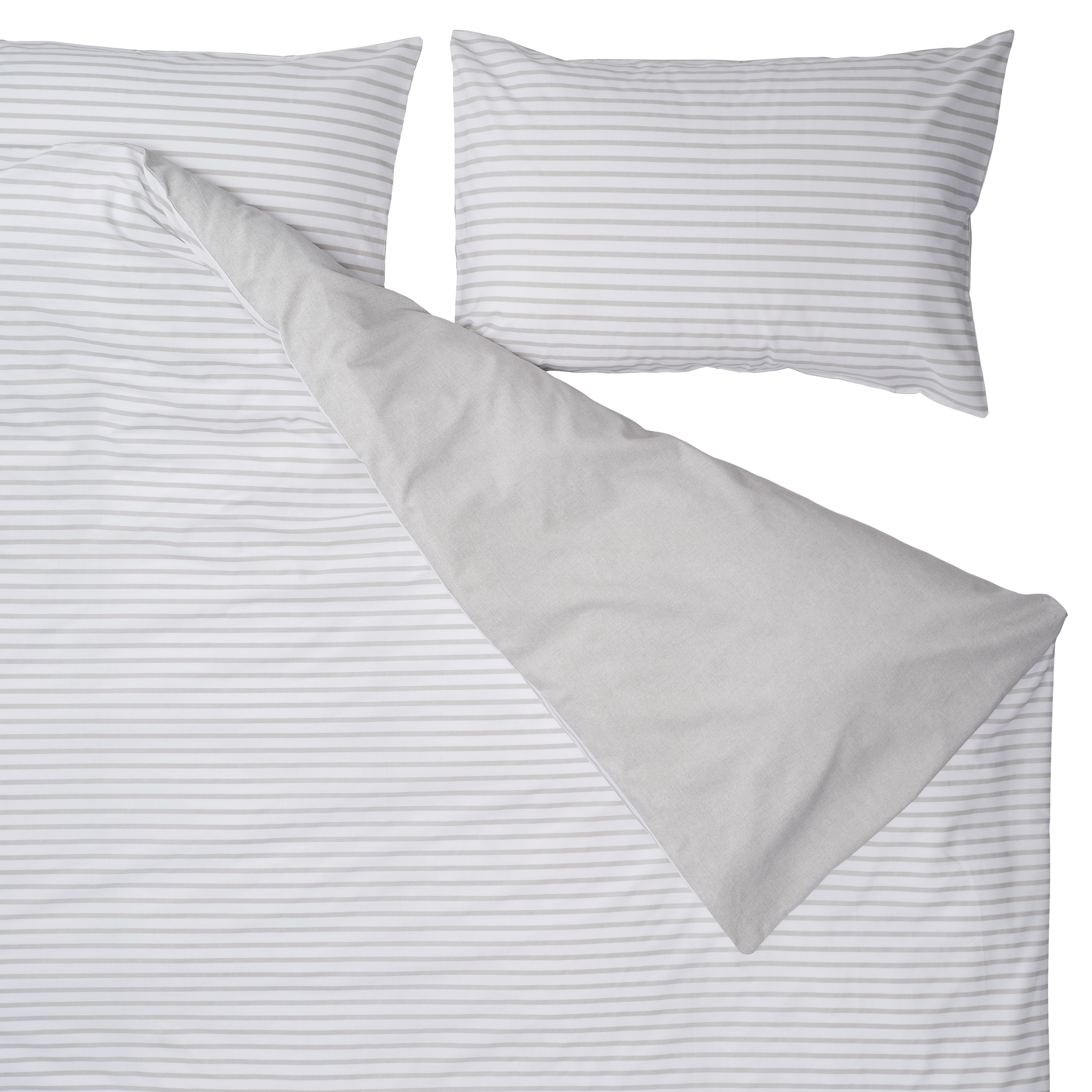 Charley Striped Grey Double Duvet cover & pillow case set
