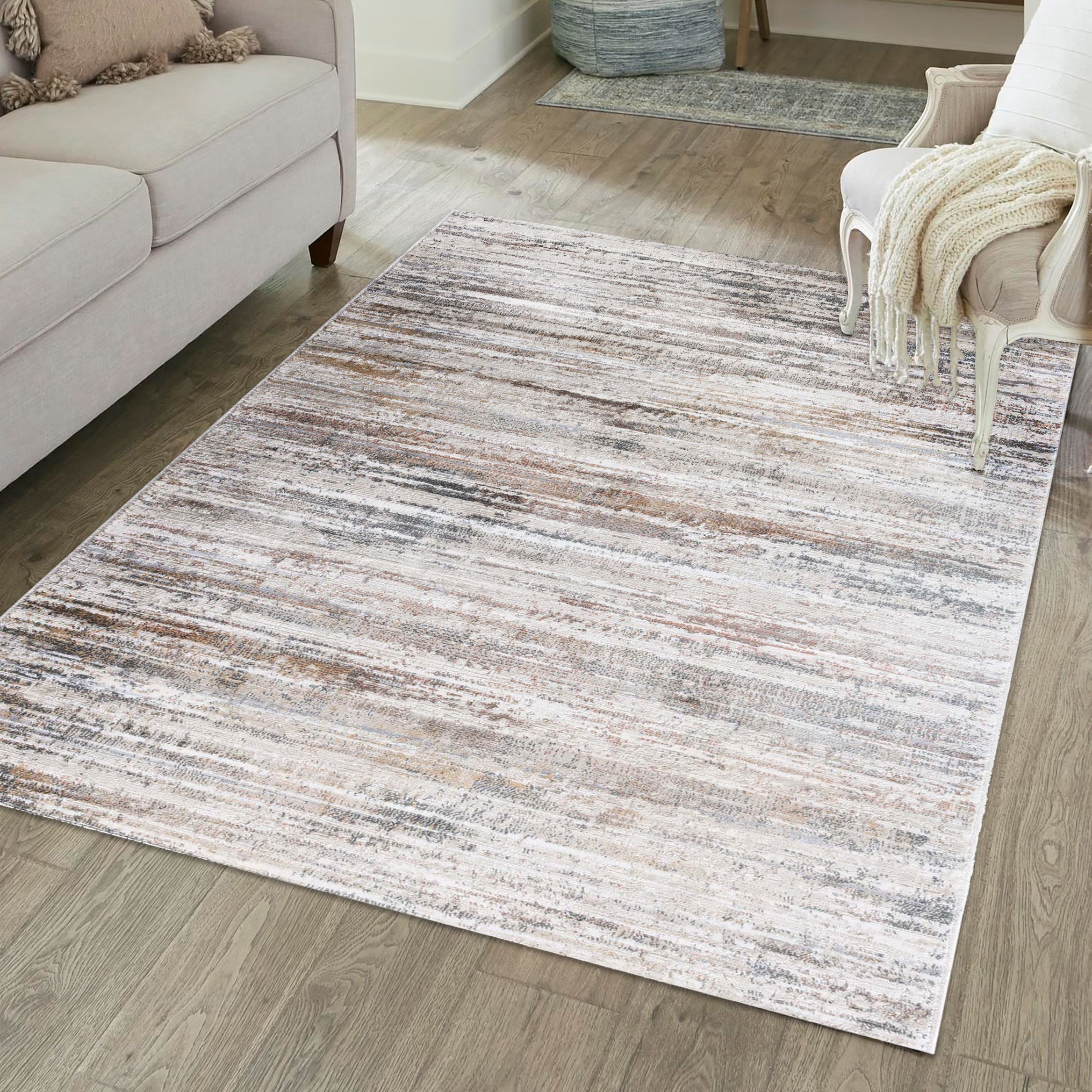 Charlotte Rust & Cream Tonal Woven effect Medium Rug, (L)170cm x (W)120cm