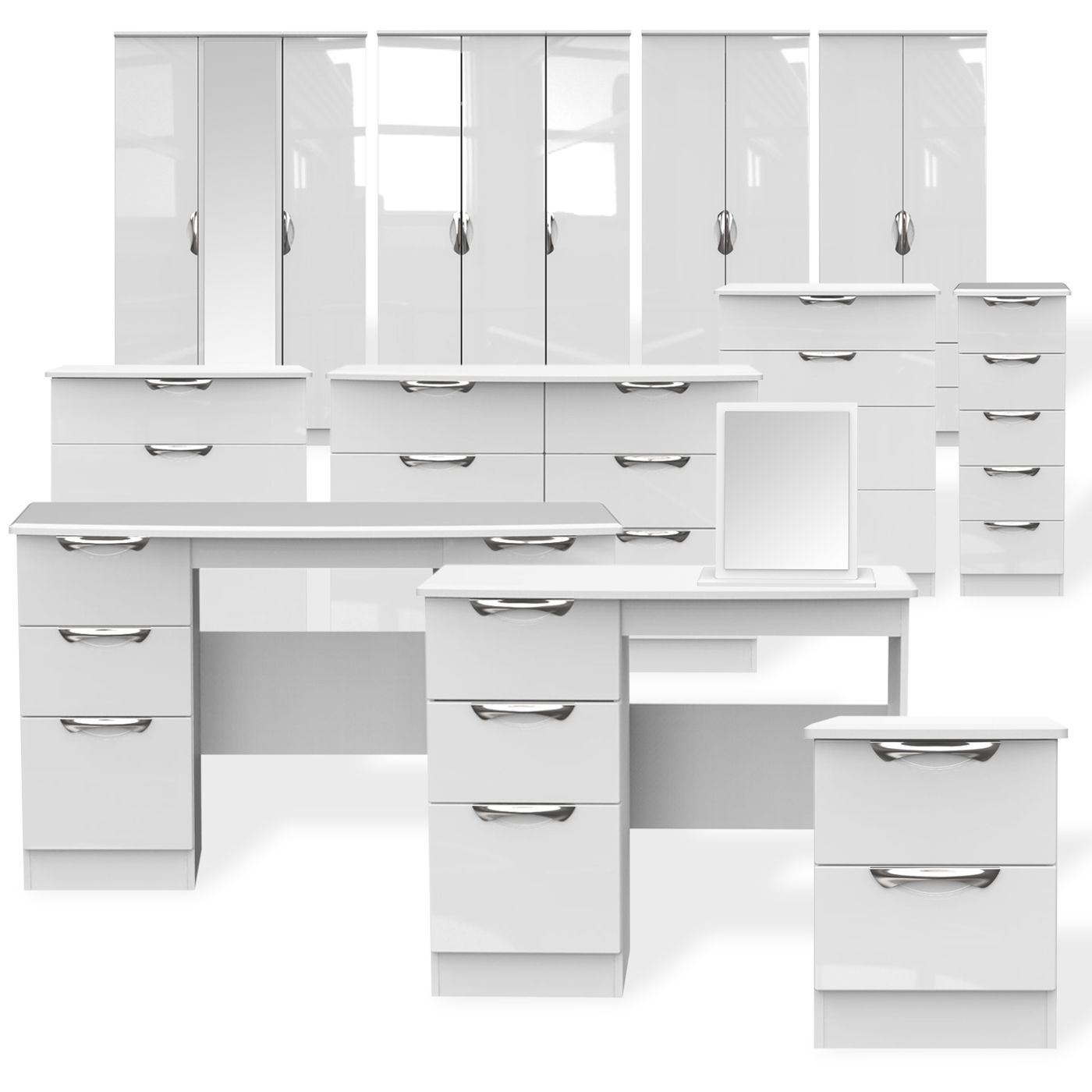 Chelsea Ready assembled Gloss white 6 drawer Desk (H)795mm (W)415mm (D)415mm
