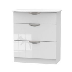 Chelsea Ready assembled Gloss white MDF 3 Drawer Deep Chest of drawers (H)885mm (W)765mm (D)415mm