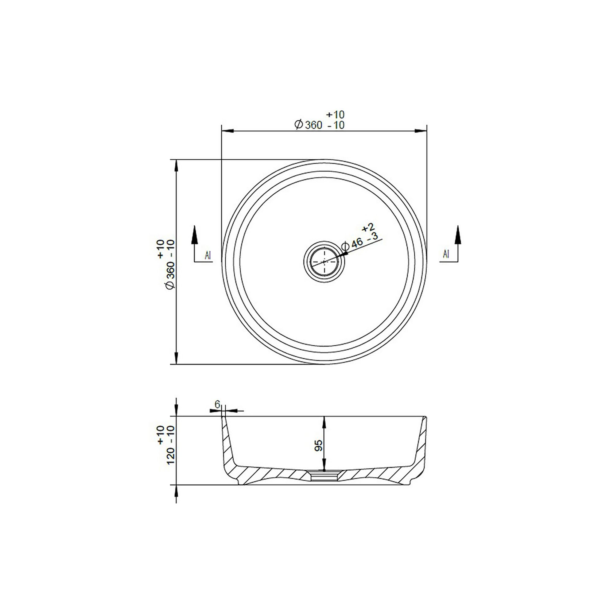 Cheriton White Marble effect Round Counter top Basin (W)35.5cm