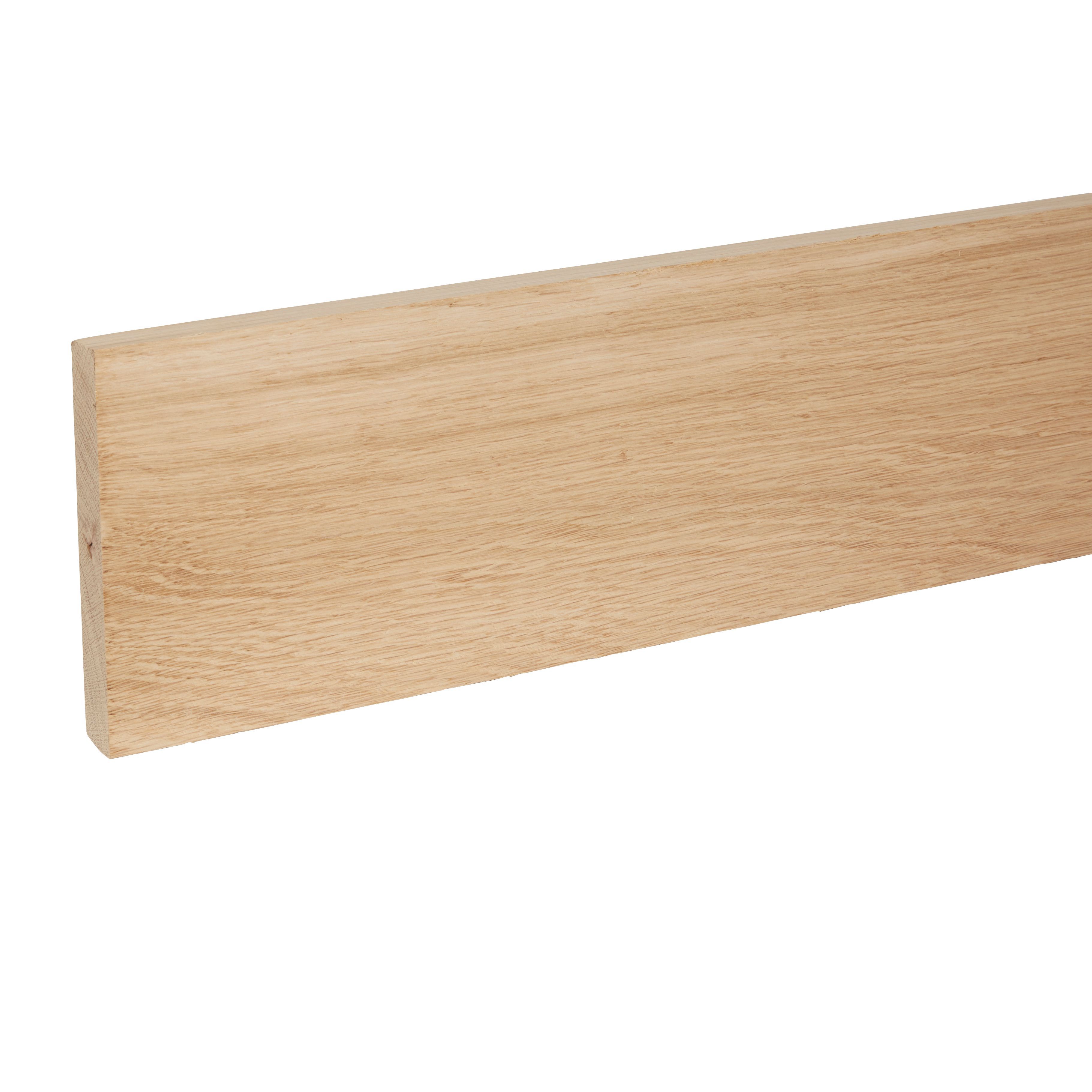 Cheshire Mouldings Smooth Square Edge Oak Stripwood (L)2.4m (W)140mm (T ...