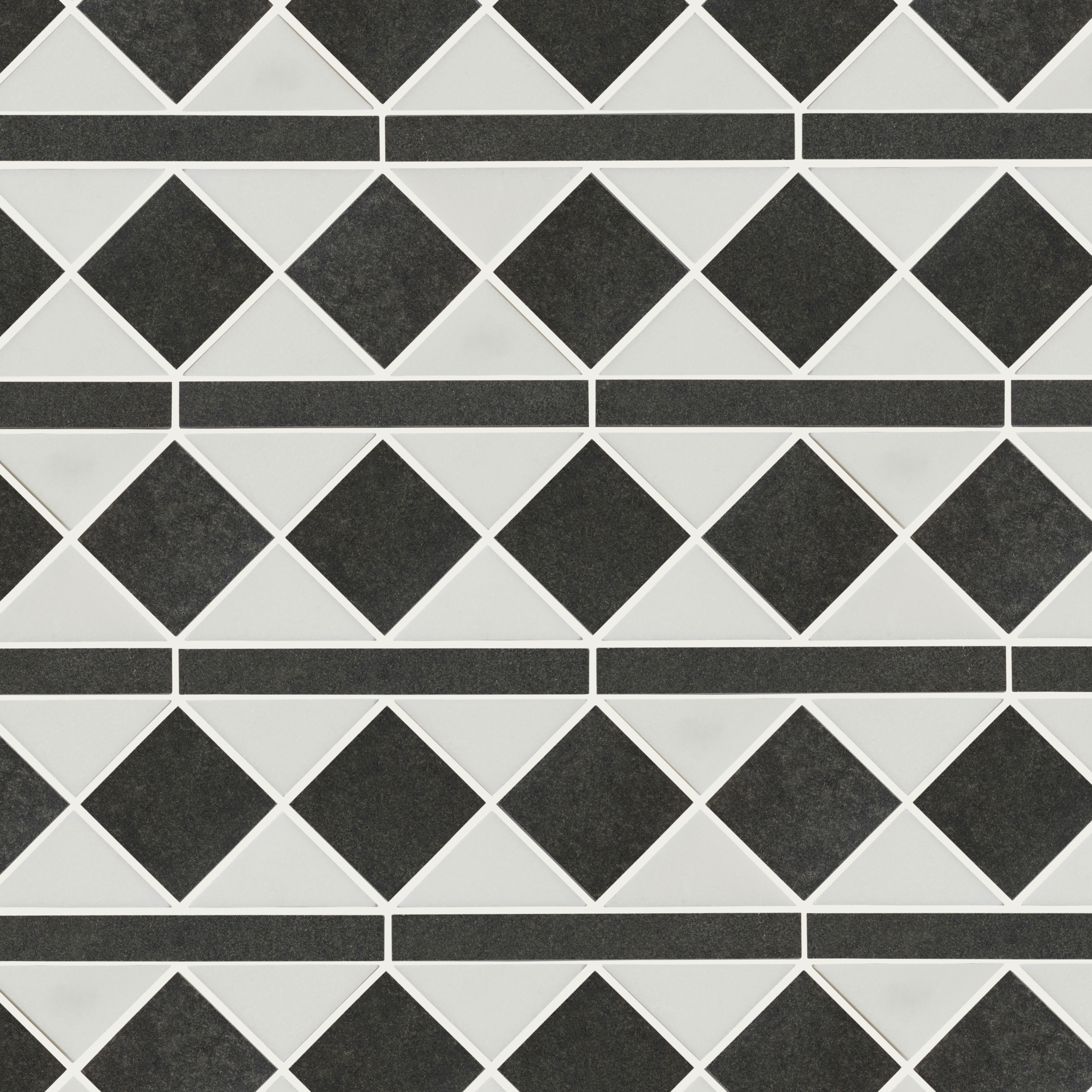 Chikago Black & white Natural stone Border tile, (L)265mm (W)100mm