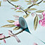 Chinoiserie Duck egg Floral Smooth Wallpaper