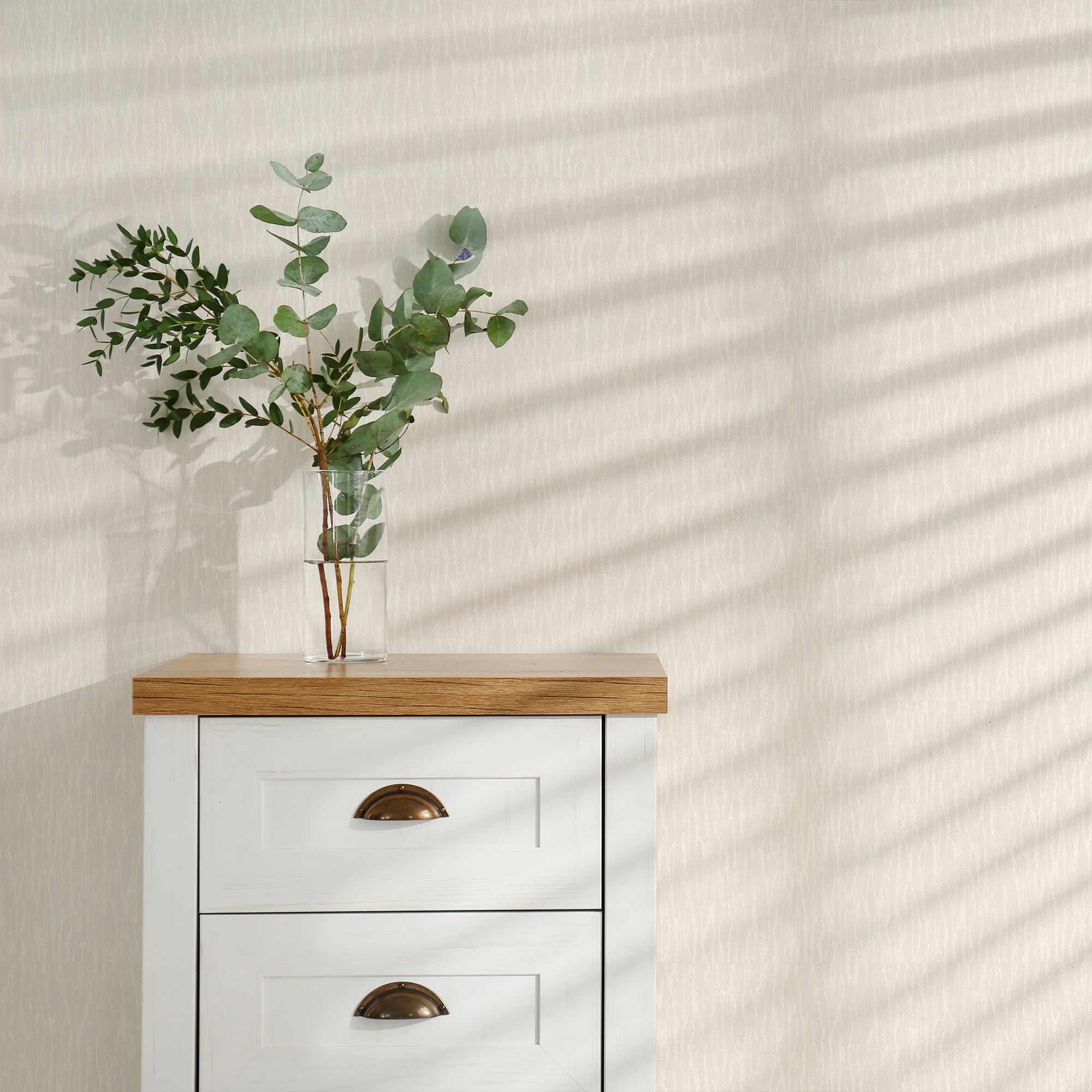 Cholmondeley White Wood effect Textured Wallpaper
