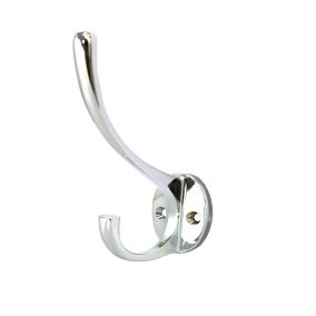 Chrome effect Brass Double Hook (H)29mm (W)58mm