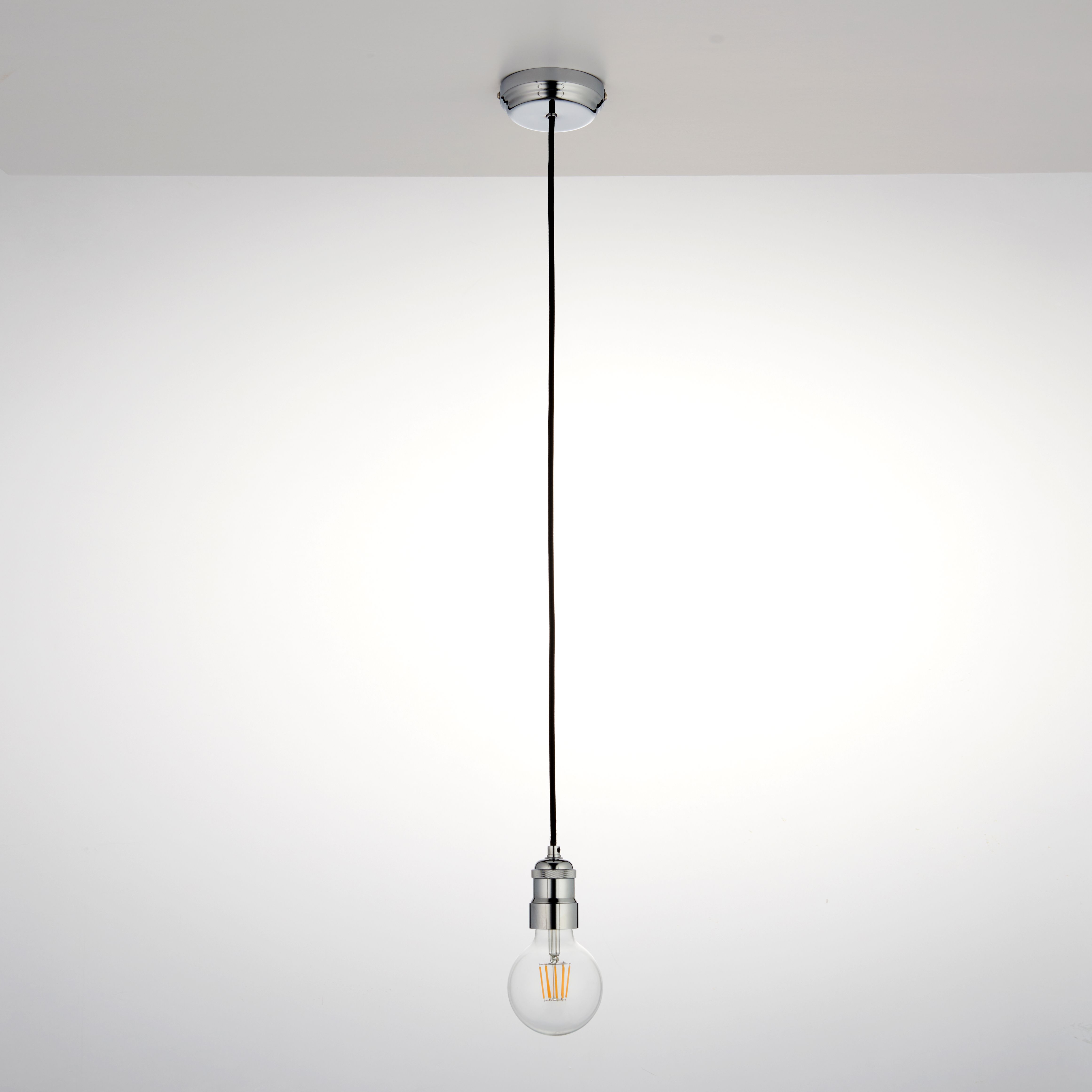 Chrome effect E27 Cable light set (L)1500mm