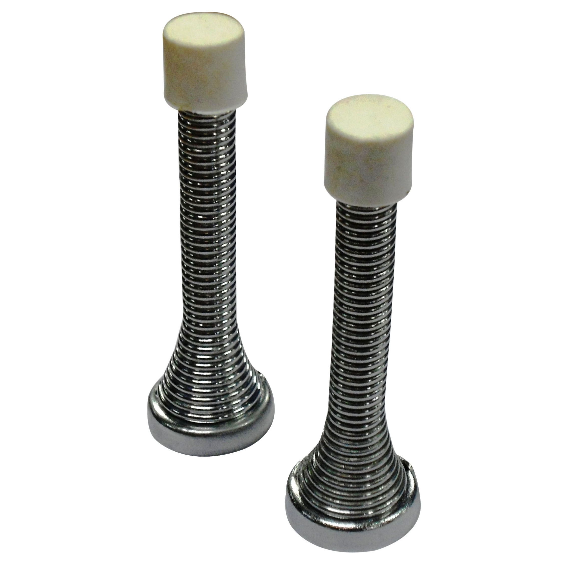 Chrome effect Iron Wall-mounted Door stop, Pack of 2