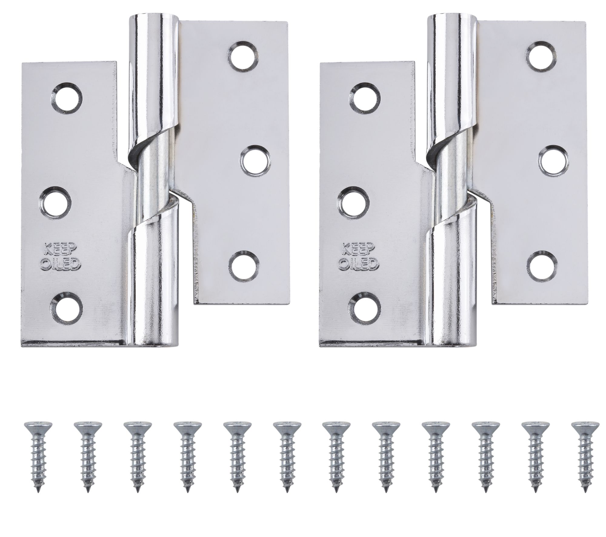 Chrome-plated Metal Butt Door hinge N429 (L)75mm, Pack of 2