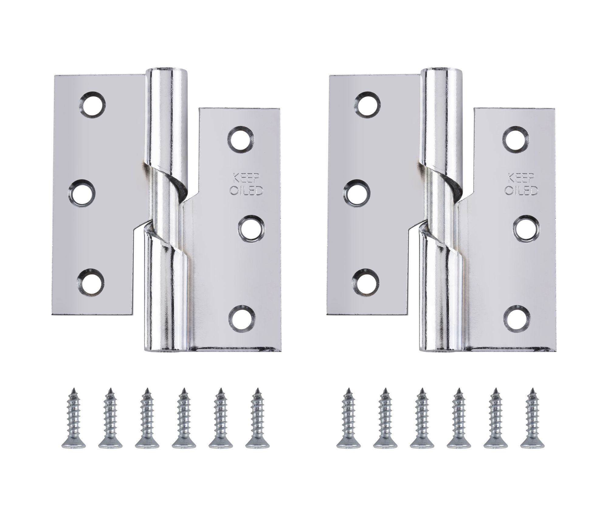 Chrome-plated Metal Butt Door hinge N429 (L)75mm, Pack of 2