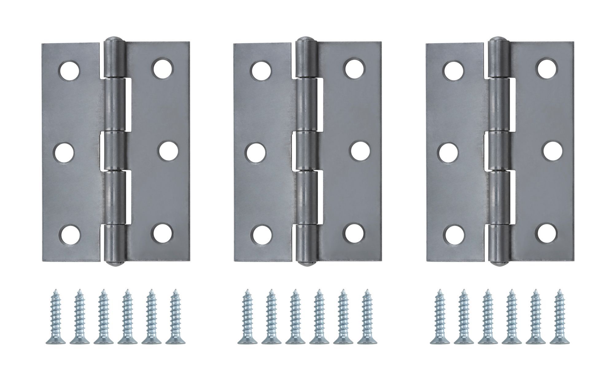 Satin Nickel-plated Metal Butt Door hinge N170 (L)75mm, Pack of 3