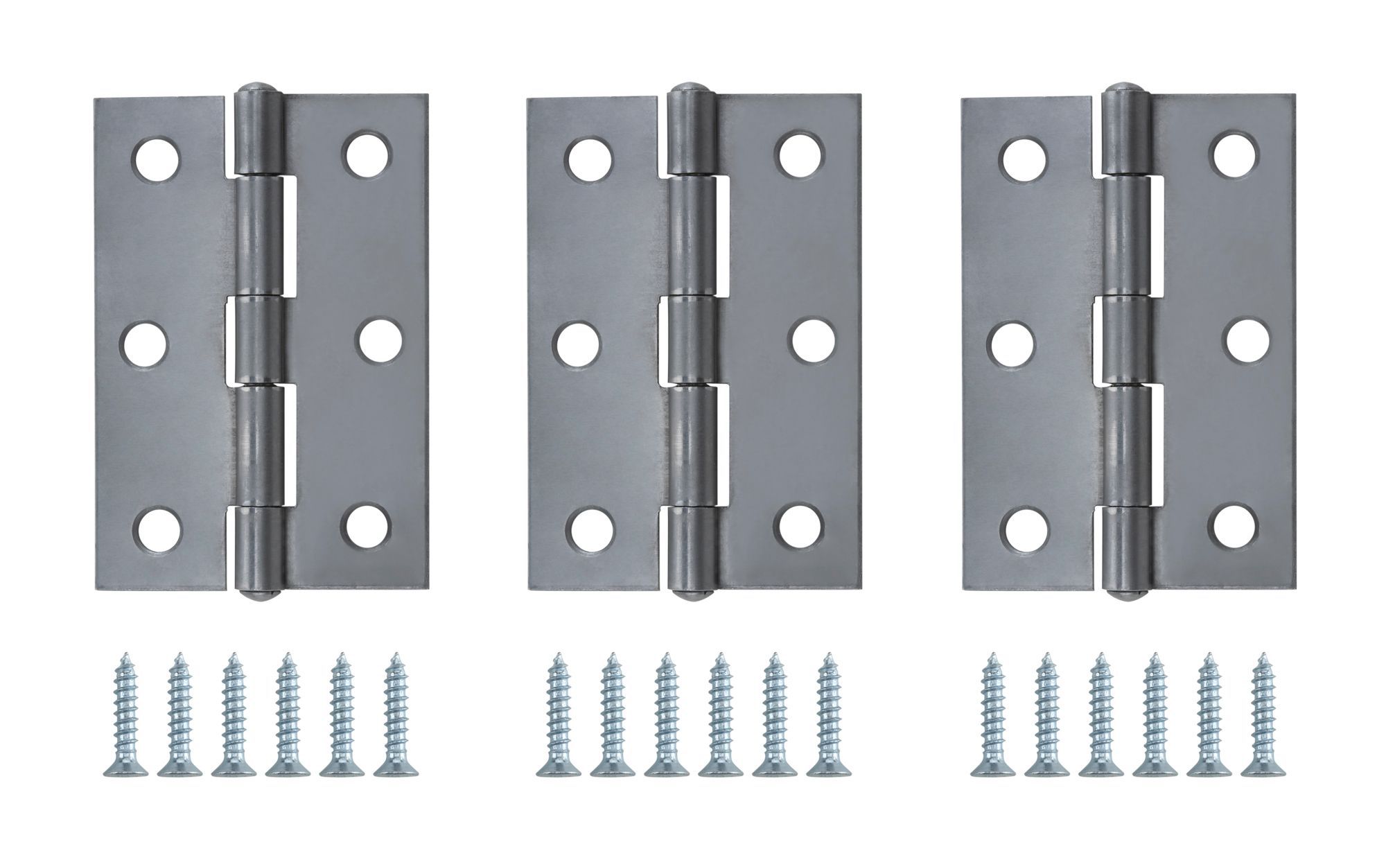 Chrome-plated Steel Butt Door hinge N172 (L)75mm, Pack of 3