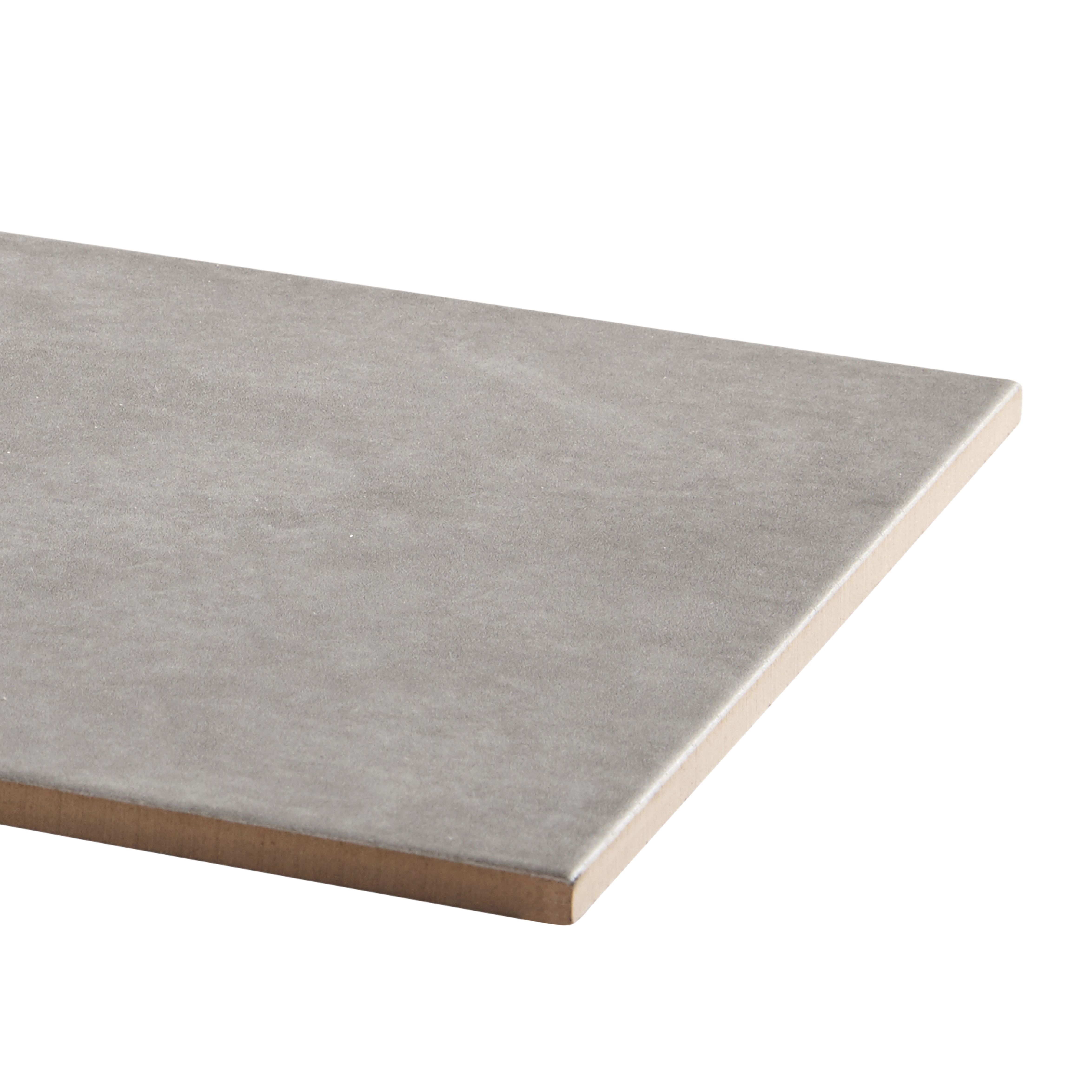 Cimenti Grey Matt Flat Ceramic Wall Tile, Pack of 10, (L)402.4mm (W)251.6mm