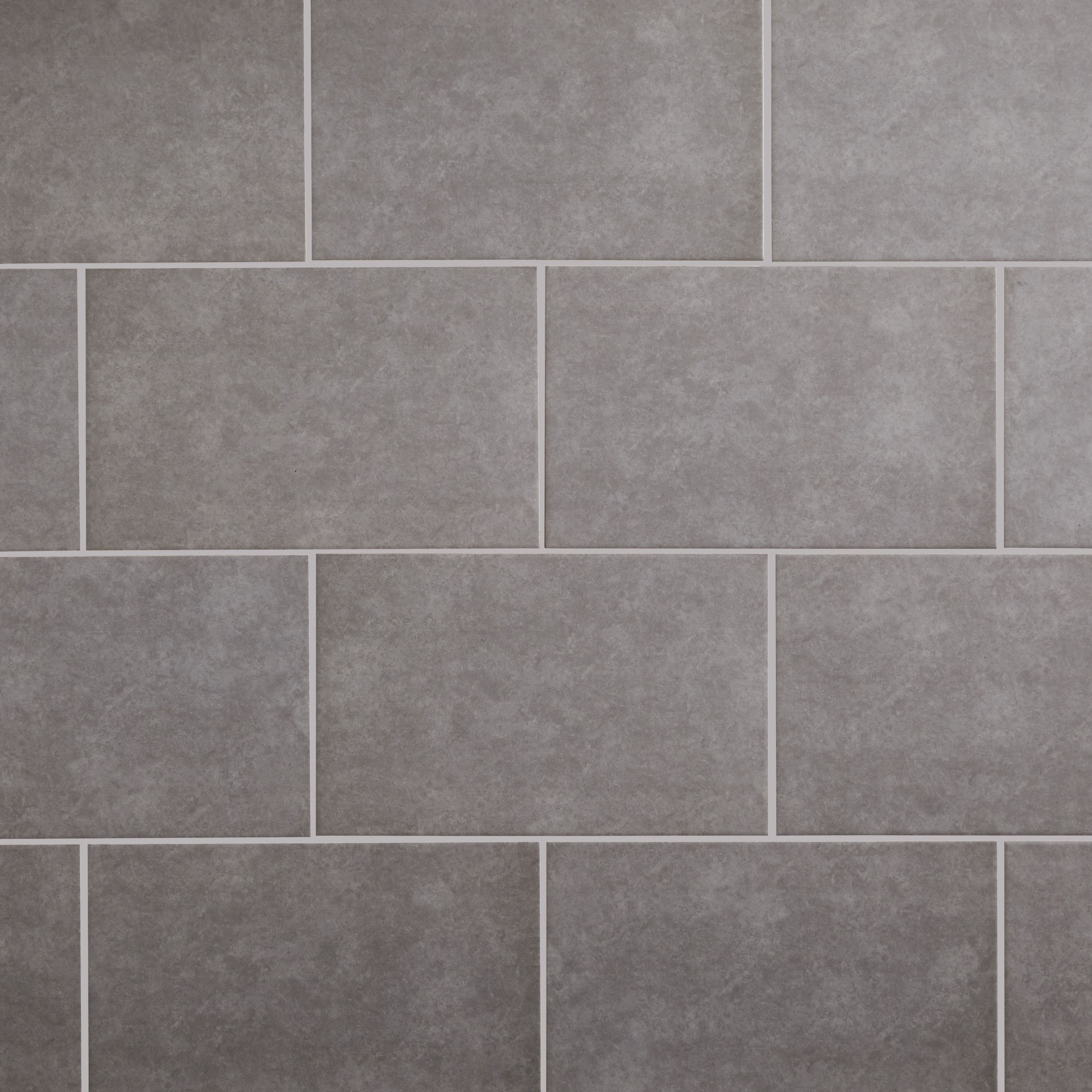 Cimenti Grey Matt Flat Ceramic Wall Tile, Pack of 10, (L)402.4mm (W)251.6mm