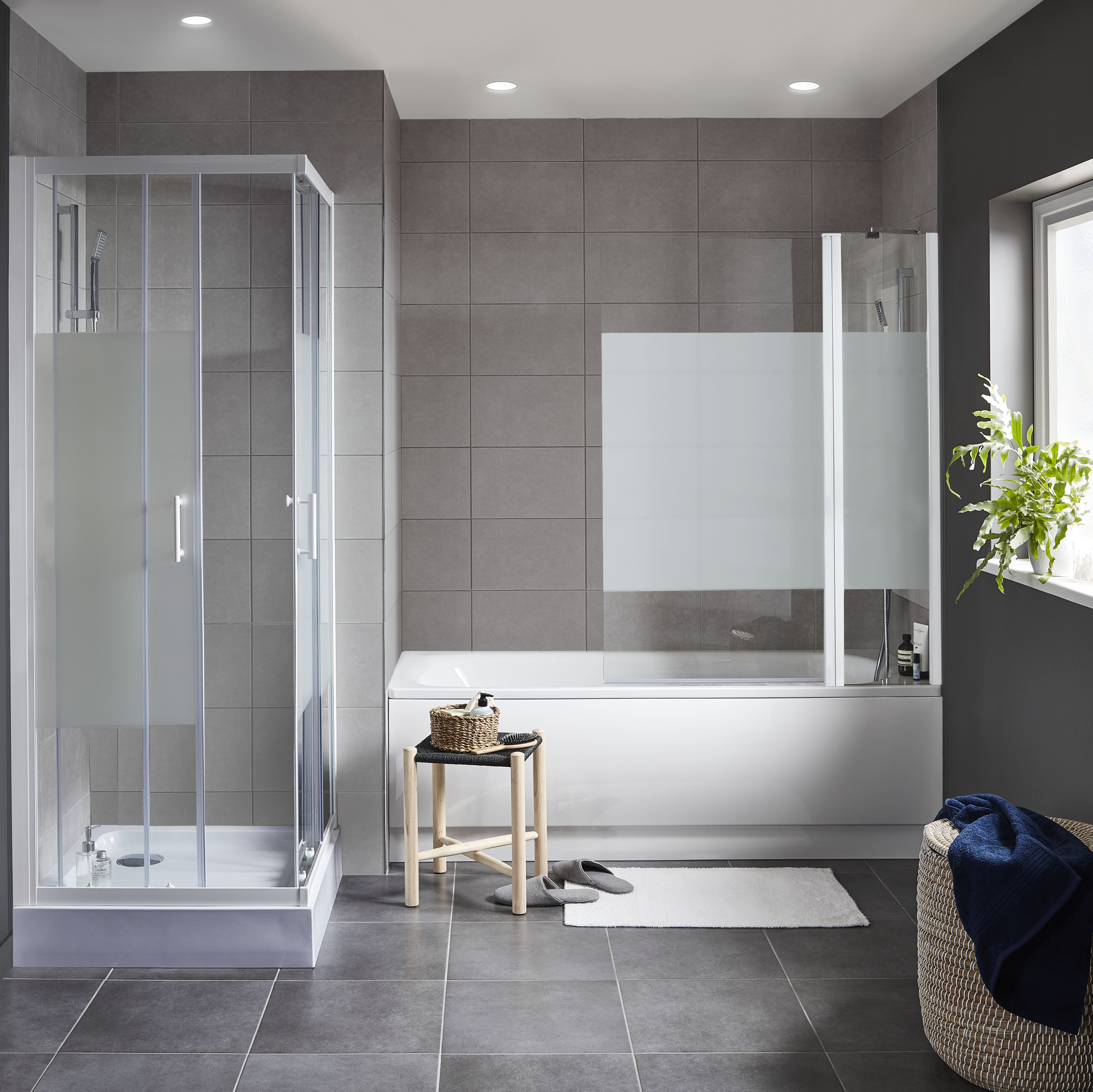Cimenti Grey Matt Flat Ceramic Wall Tile, Pack of 10, (L)402.4mm (W)251.6mm