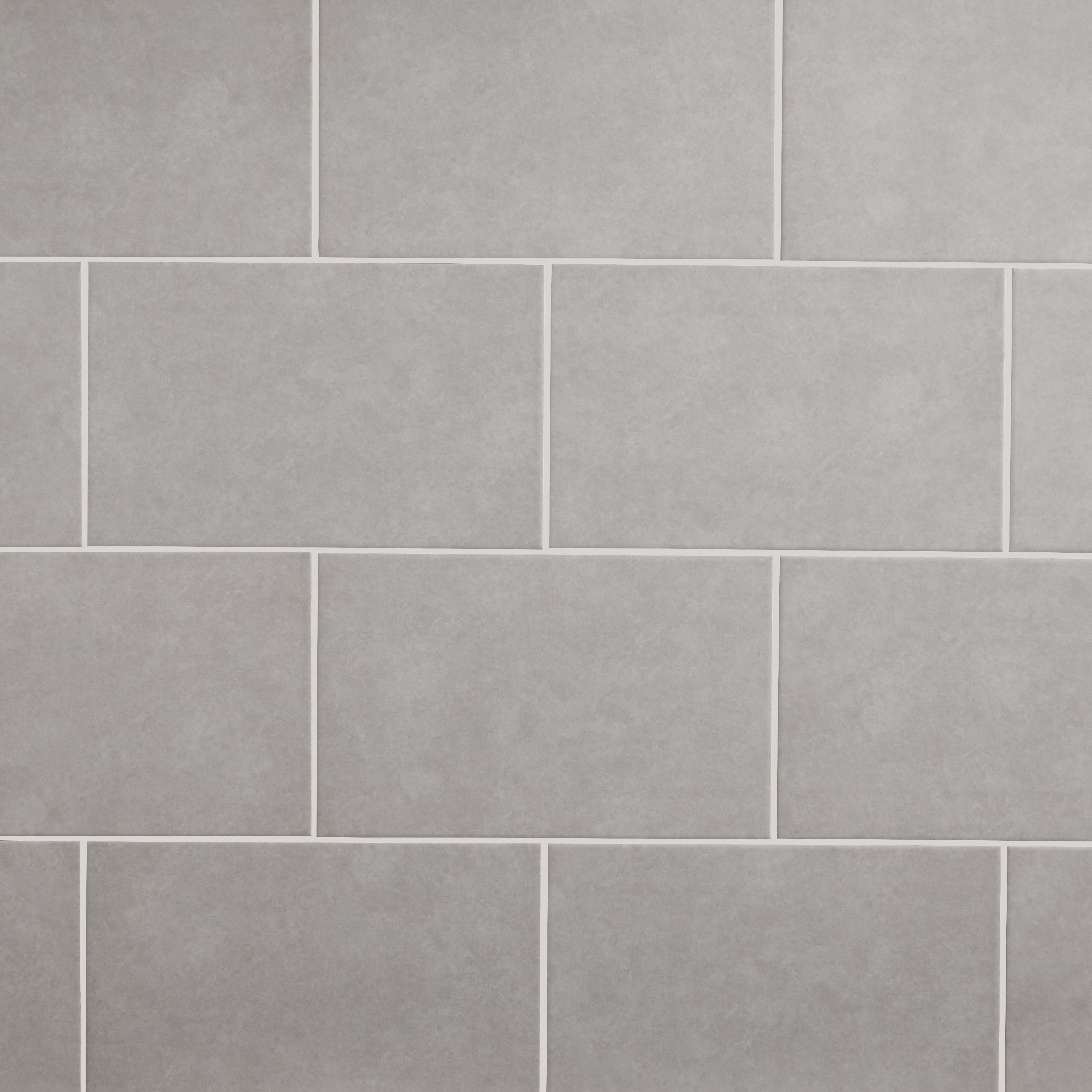 Cimenti Light grey Matt Plain Ceramic Wall Tile, Pack of 10, (L)402.4mm (W)251.6mm