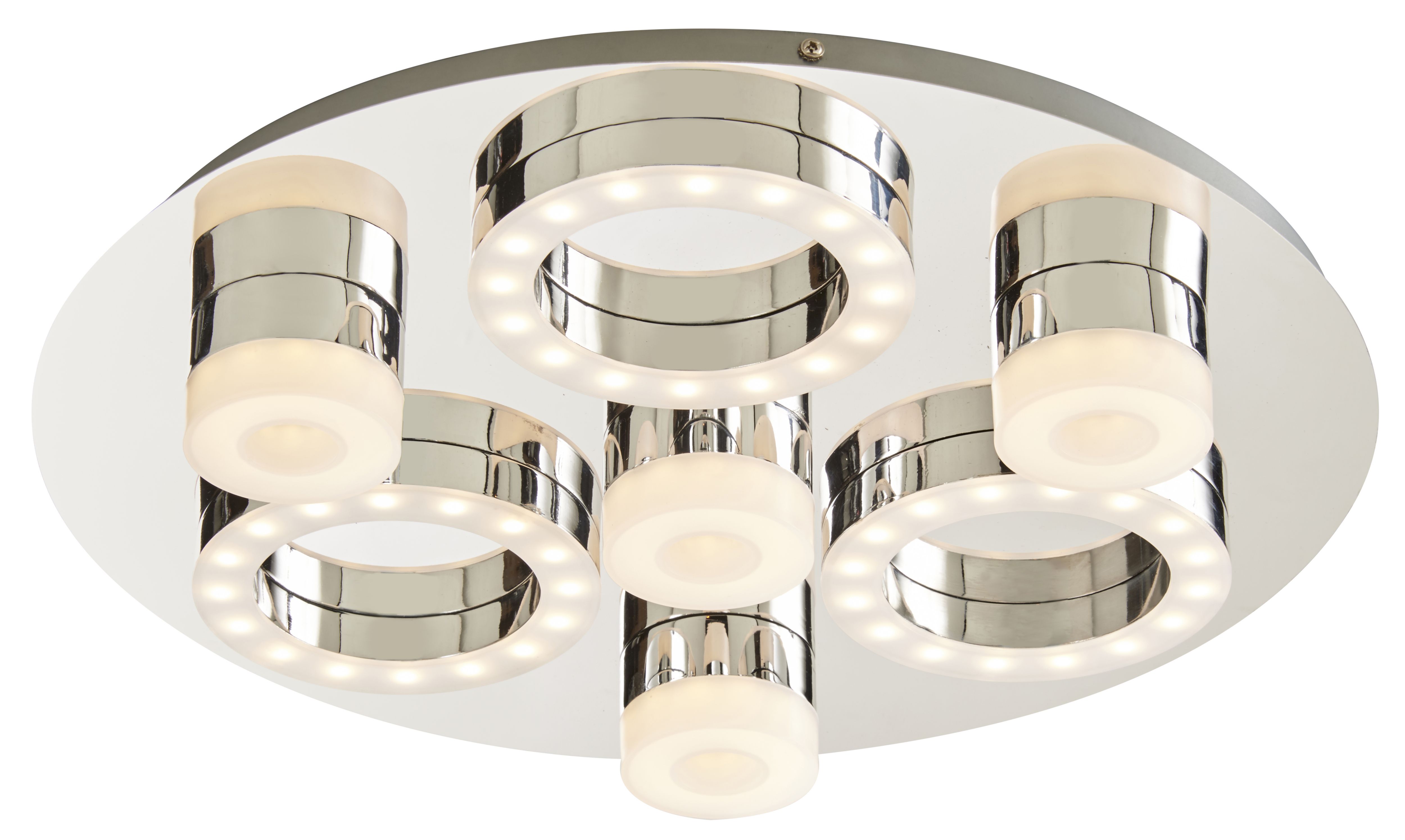 Circus Round Brushed Metal & plastic Chrome effect LED Ceiling light