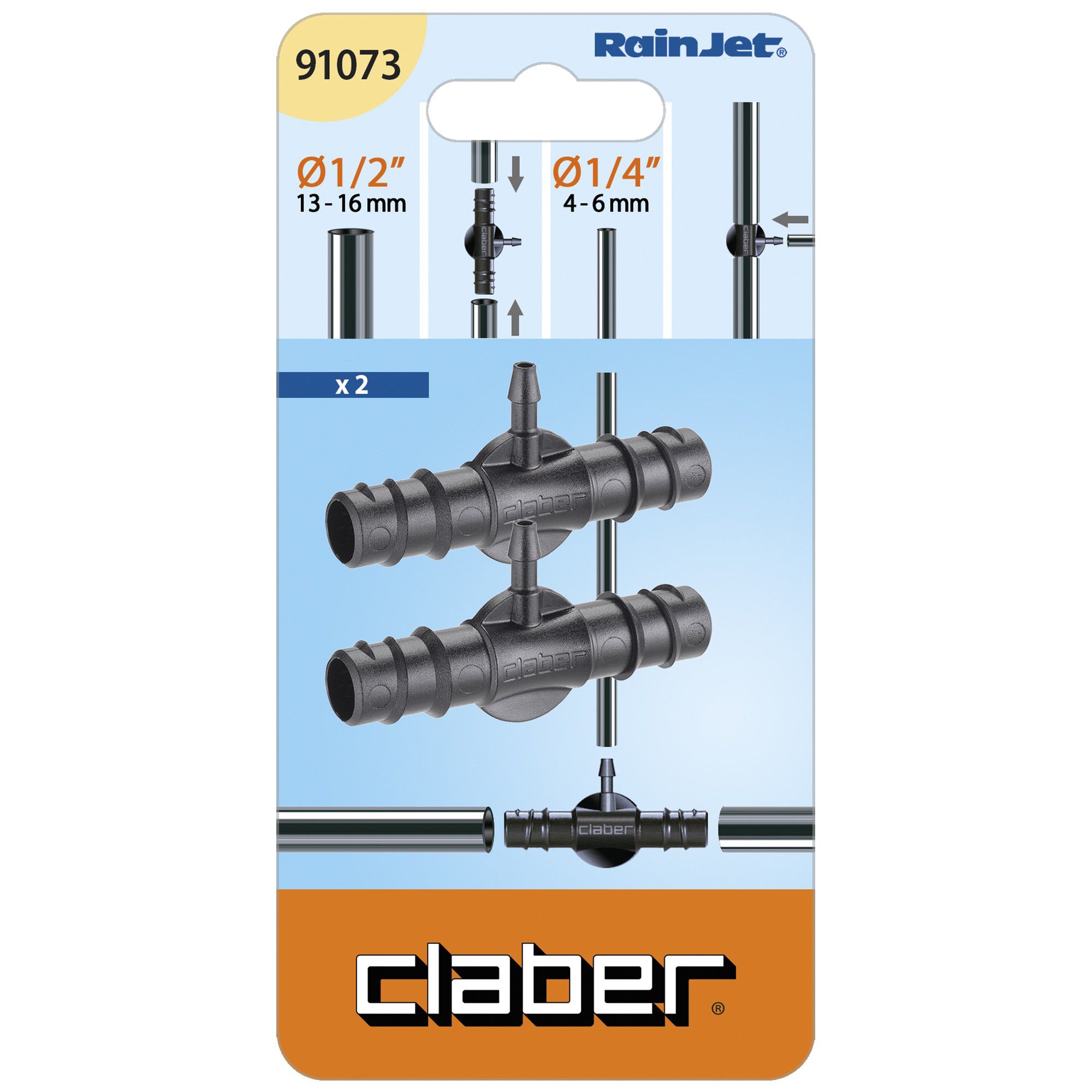 Claber Rainjet ½" Irrigation system Coupling, Pack of 2