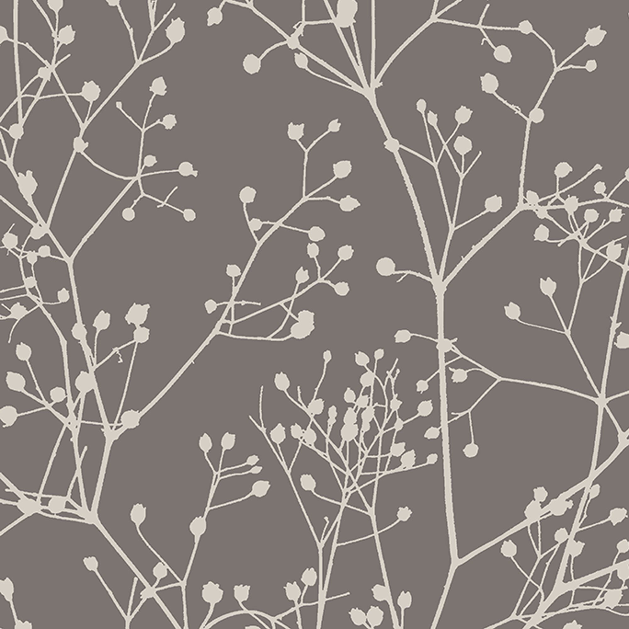 Clarissa Hulse Gypsophila Mocha & Silver effect Smooth Wallpaper