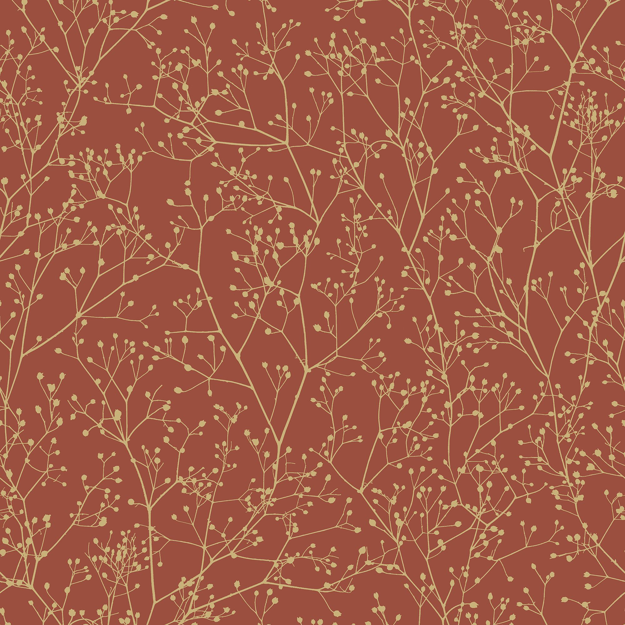 Clarissa Hulse Gypsophila Paprika & Gold effect Smooth Wallpaper