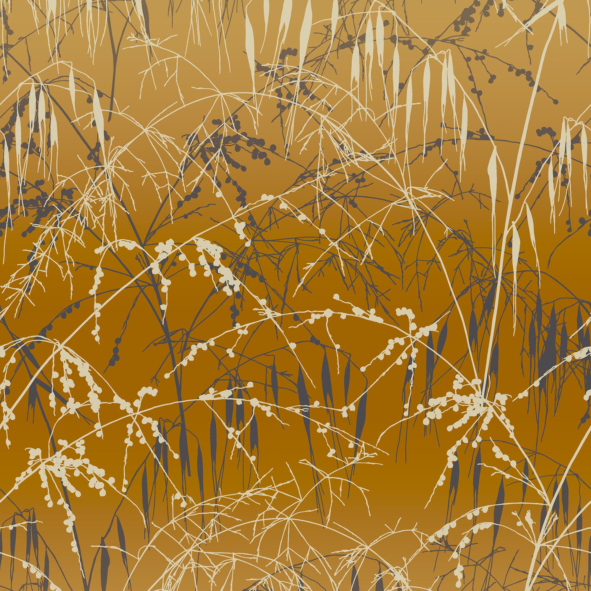 Clarissa Hulse Meadow Grass Yellow Ochre & Gold effect Smooth Wallpaper