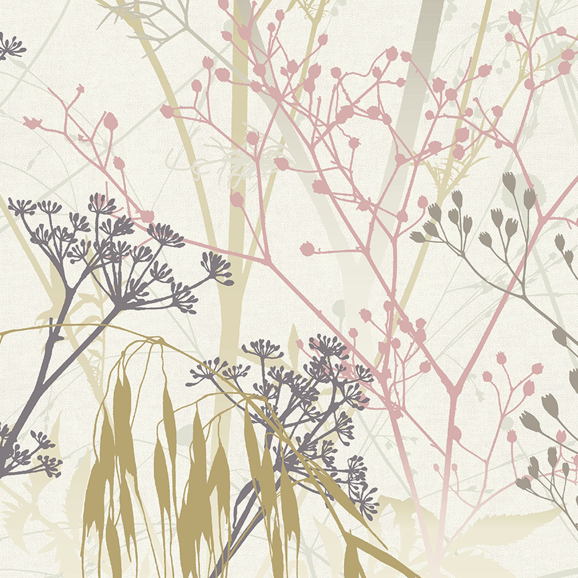 Clarissa Hulse Summer Border Cream, Pink & Purple Smooth Wallpaper