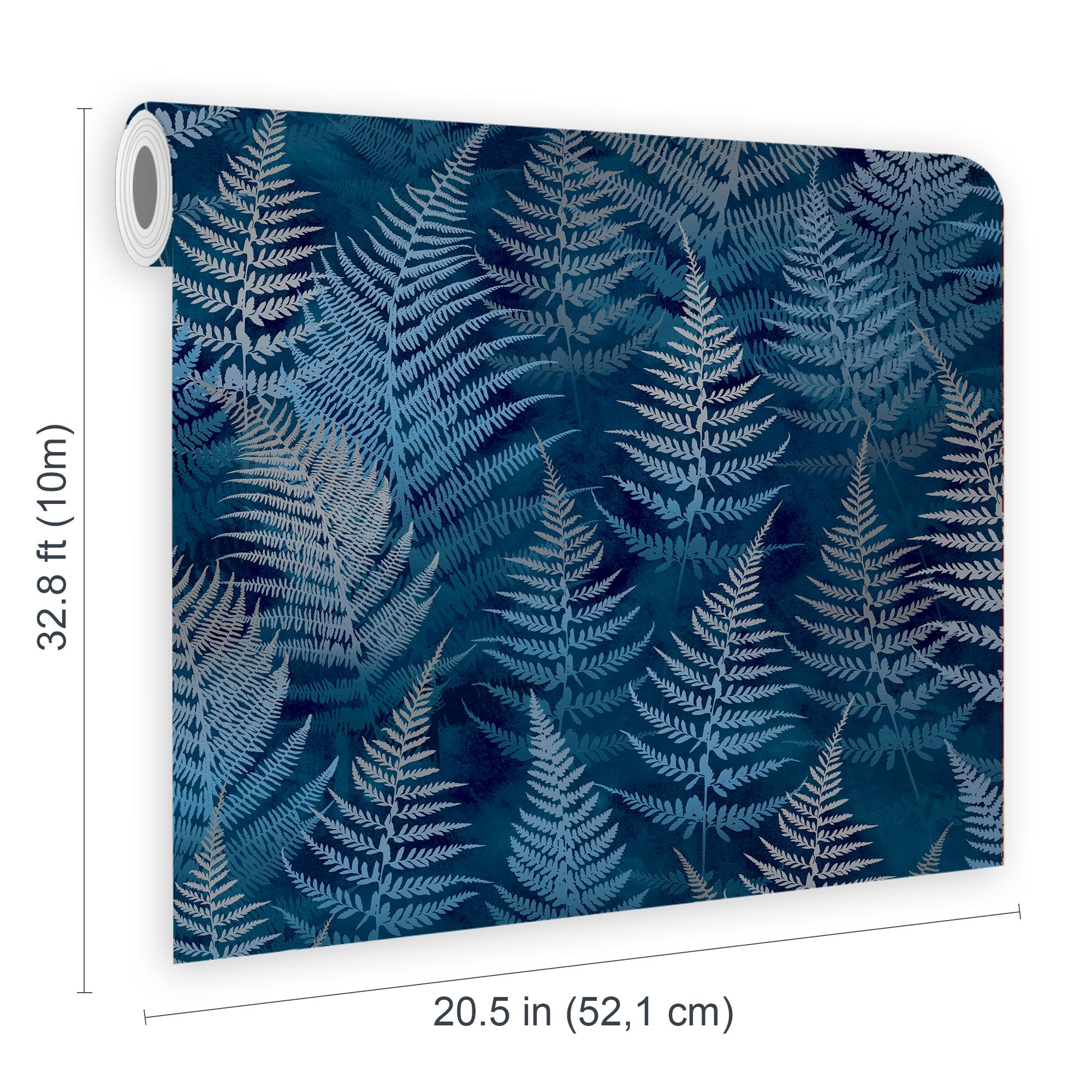 Clarissa Hulse Woodland Fern French Navy Smooth Wallpaper