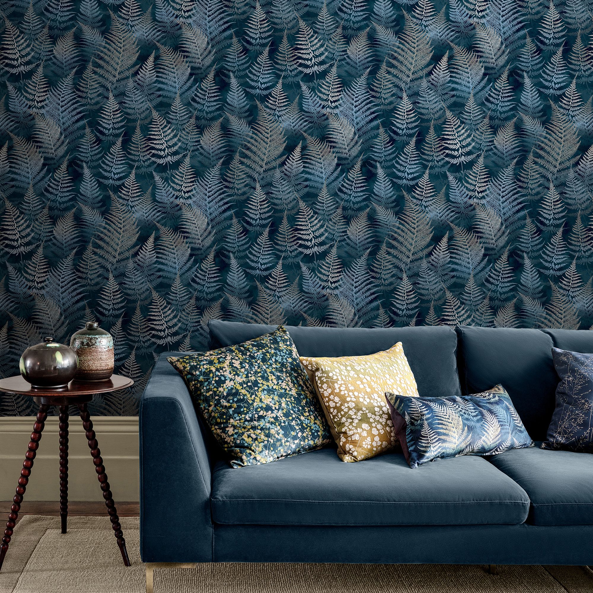 Clarissa Hulse Woodland Fern French Navy Smooth Wallpaper