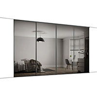 Classic Panelled Mirrored Graphite 4 door Sliding Wardrobe Door kit (H)2260mm (W)2370mm
