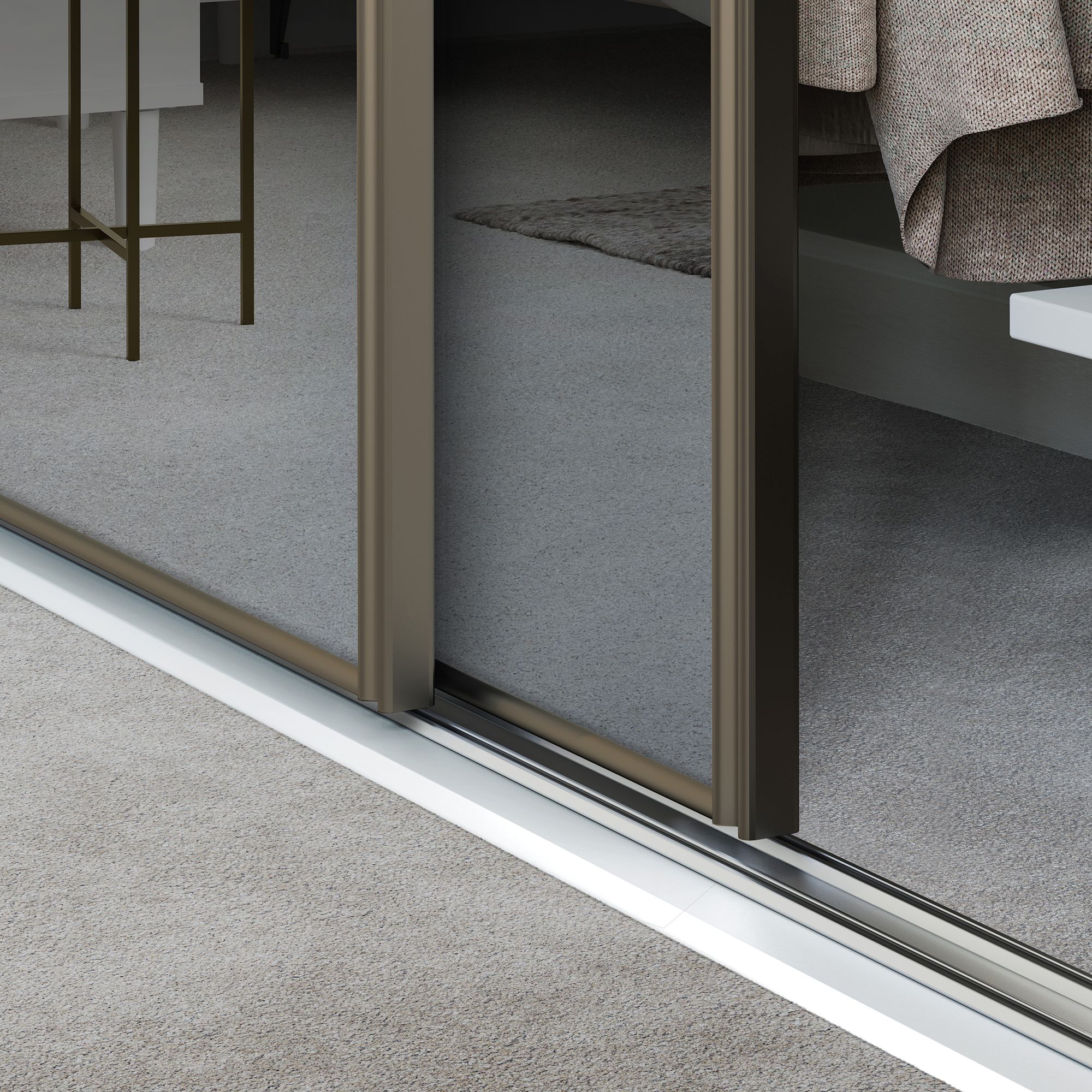 Classic Panelled Mirrored Nickel 2 door Sliding Wardrobe Door kit (H)2260mm (W)1185mm