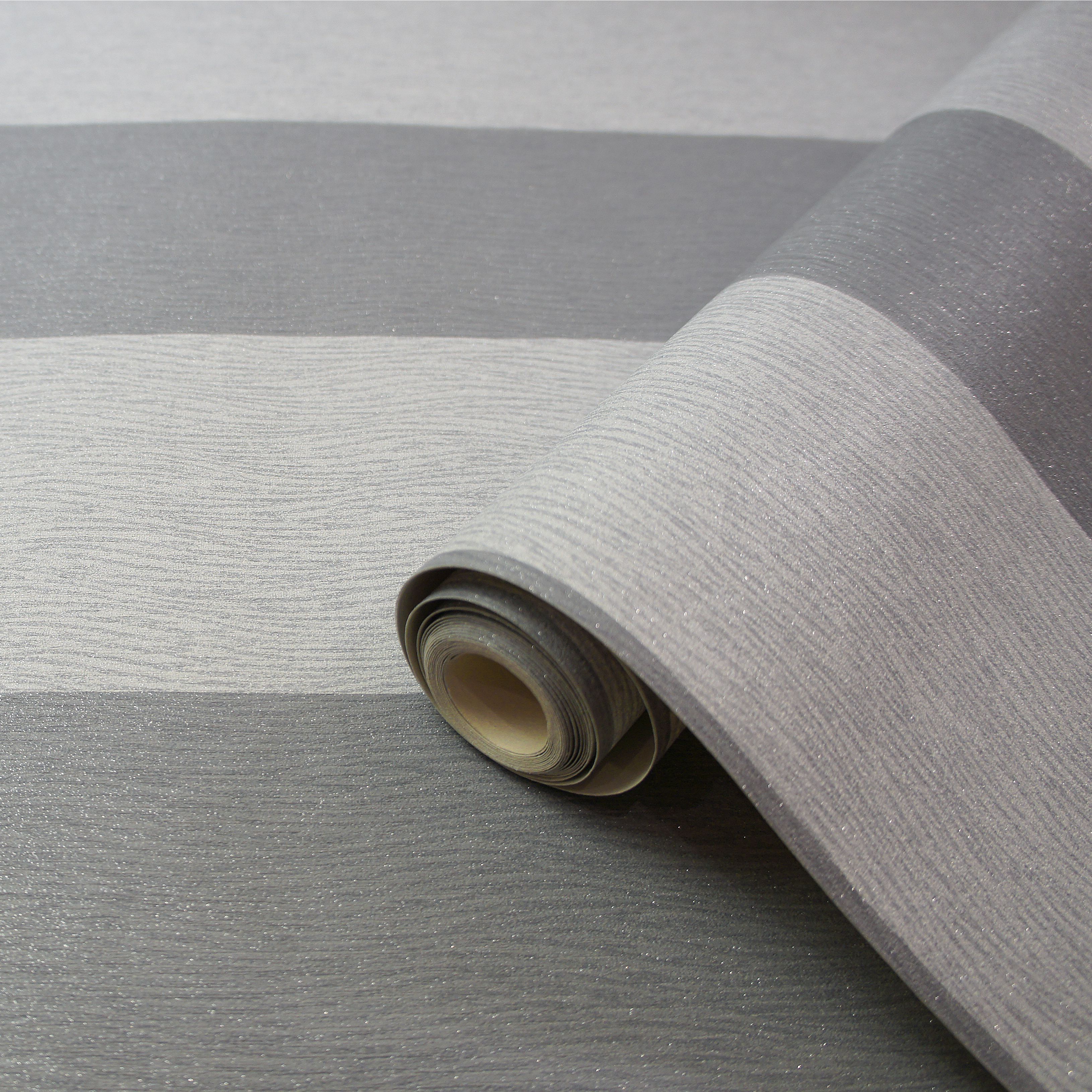 Claydon Grey Striped Textured Wallpaper