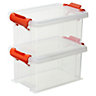 Clear 0.35L Plastic Stackable Storage box & Lid, Set of 2