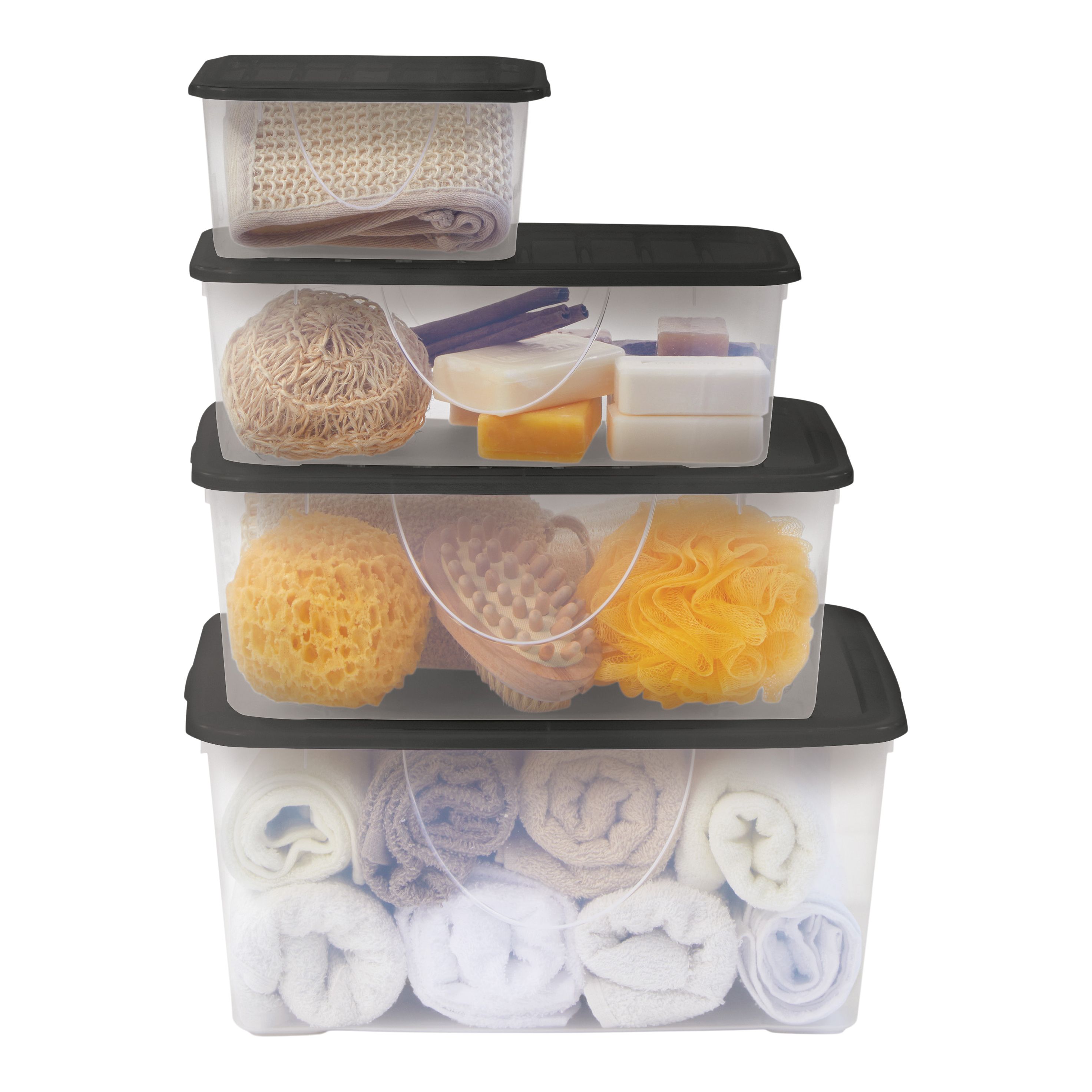 Clear 27L Medium Plastic Stackable Underbed Storage box with Lid