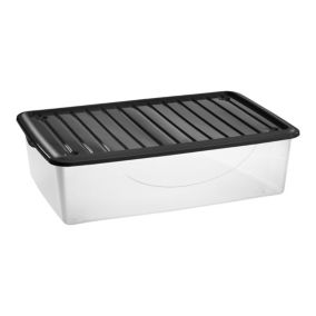 Clear 27L Medium Plastic Stackable Underbed Storage box with Lid