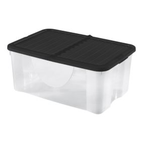 Clear 40L Large Plastic Stackable Storage box with Lid