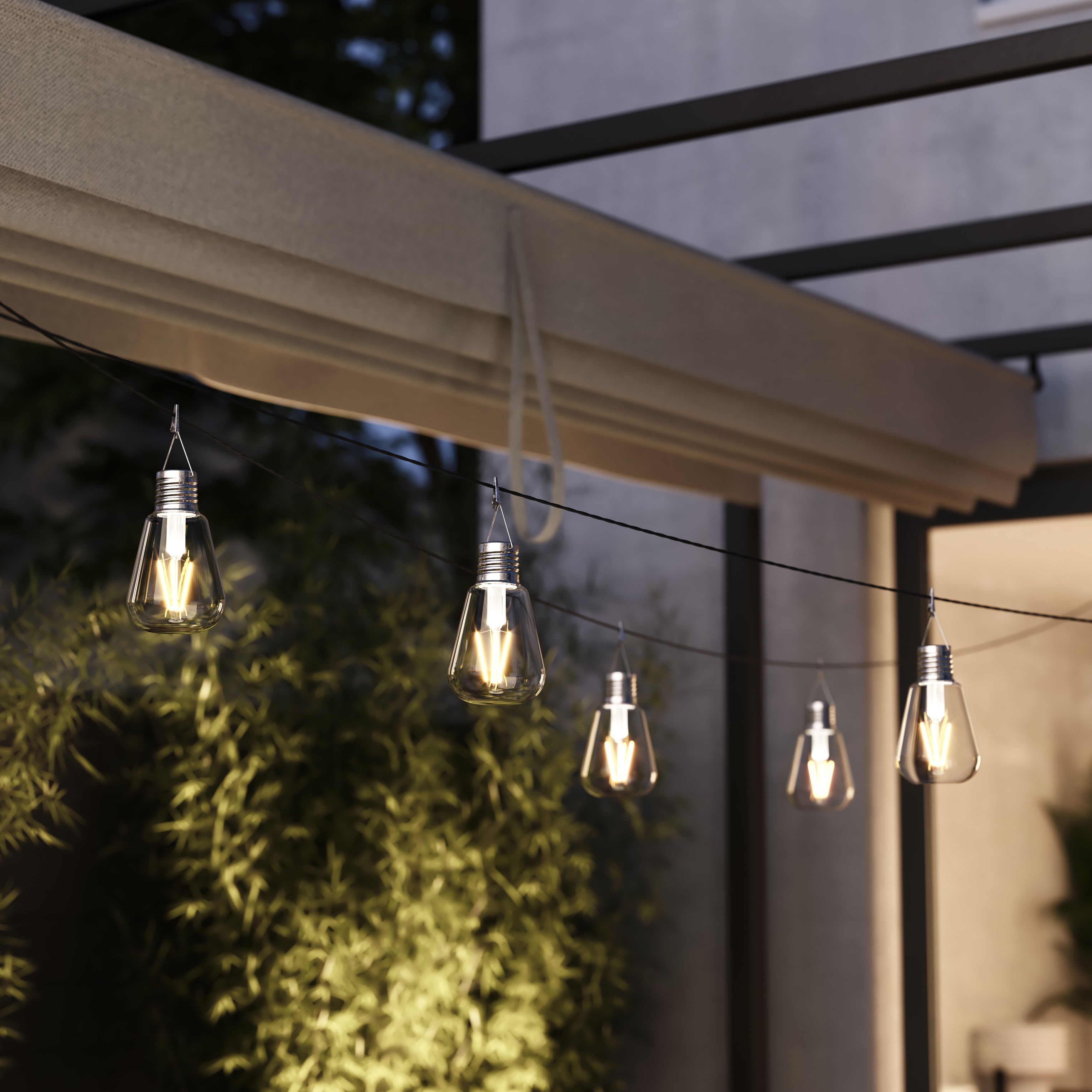 Clear Bulb Solar-powered LED Outdoor Hanging light