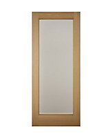 Clear Double glazed Panelled White oak veneer External Front door & frame, (H)2074mm (W)932mm