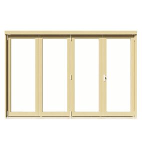 Clear Fully glazed Softwood Clear pine veneer External 4 Sliding Bi-fold Patio door, (H)2090mm (W)2990mm