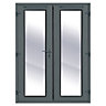 Clear Glazed Grey uPVC External French Door set, (H)2090mm (W)1190mm