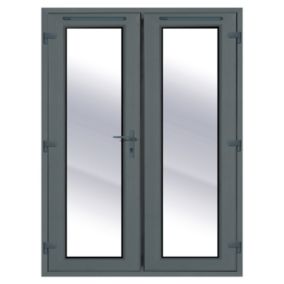 Clear Glazed Grey uPVC External French Door set, (H)2090mm (W)1790mm