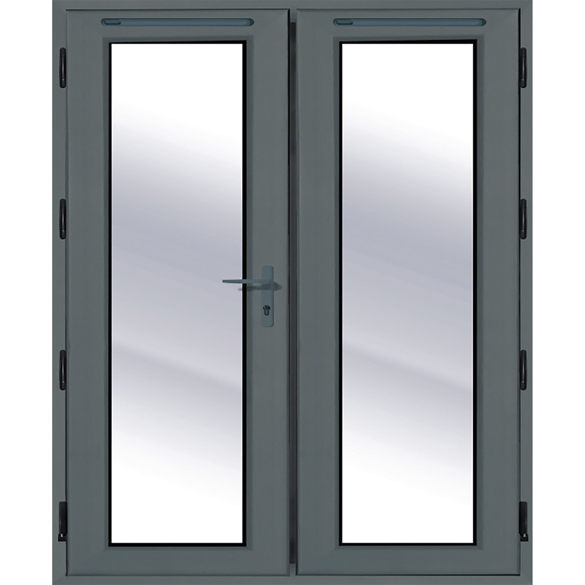 Clear Glazed Grey uPVC External French Door set, (H)2090mm (W)1790mm