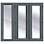 Clear Glazed Grey uPVC External French Door set, (H)2090mm (W)2090mm