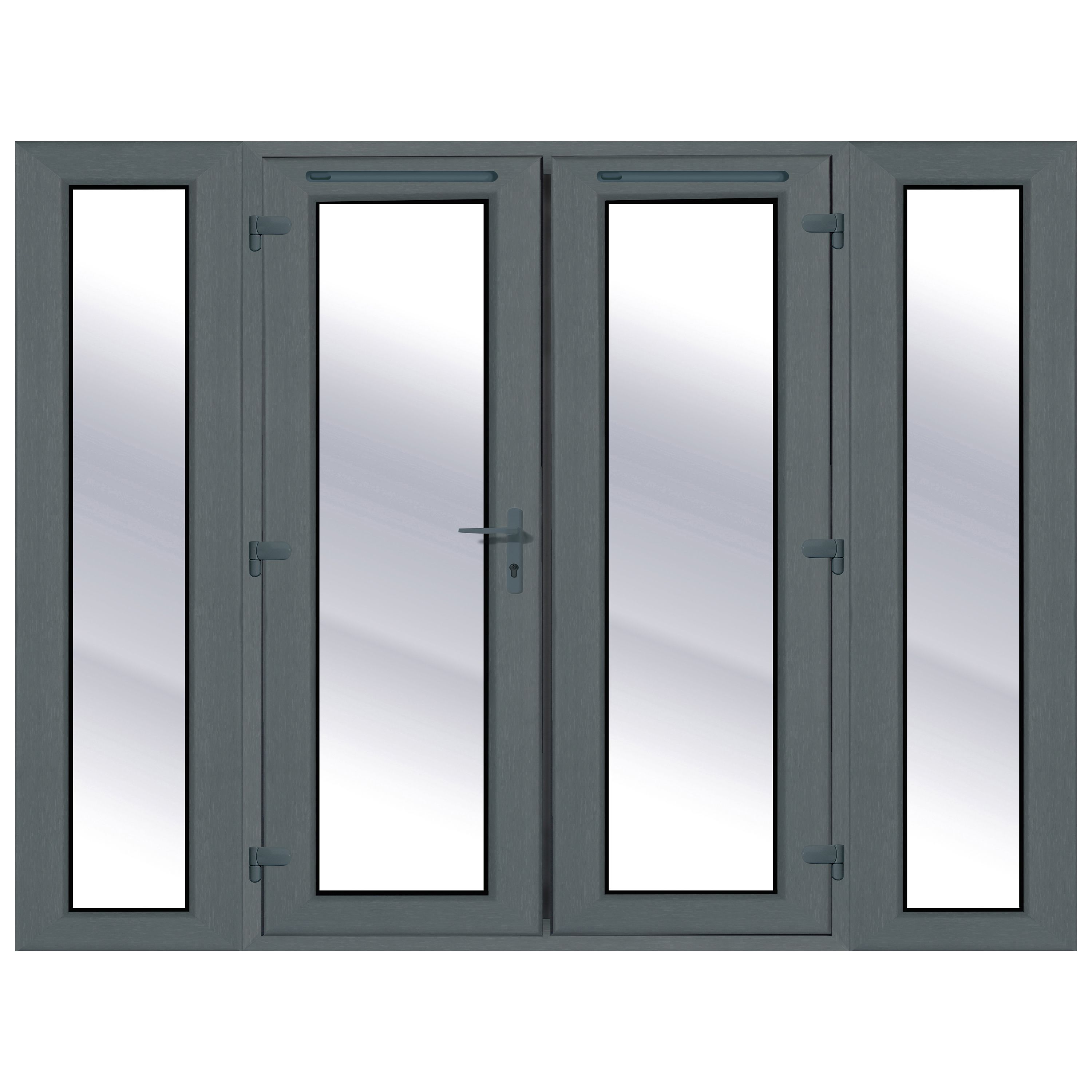 Clear Glazed Grey uPVC External French Door set, (H)2090mm (W)2090mm