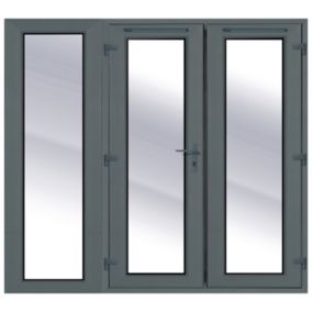 Clear Glazed Grey uPVC External French Door set, (H)2090mm (W)2390mm