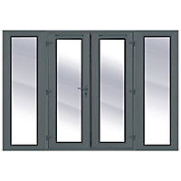 Clear Glazed Grey uPVC External French Door set, (H)2090mm (W)2690mm