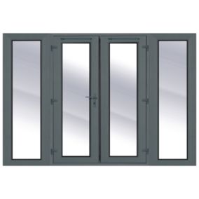Clear Glazed Grey uPVC External French Door set, (H)2090mm (W)2690mm