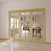 Clear Glazed Internal Folding Door set, (H)2035mm (W)2374mm
