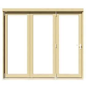 Clear Glazed Softwood Clear pine veneer External 3 Sliding Bi-fold Patio door, (H)2090mm (W)2390mm
